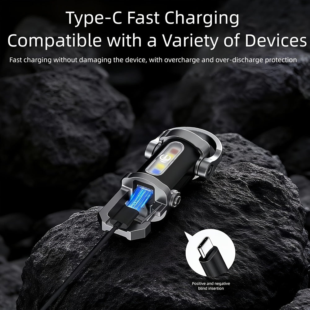 Mini Keychain Flashlight 4 Pack USB Rechargeable, 1200 Lumens 7 Modes Compact EDC Pocket Flashlight with Phone Charging Function, Clip-On Portable Torch for Hiking Camping Emergency Outdoor Survival