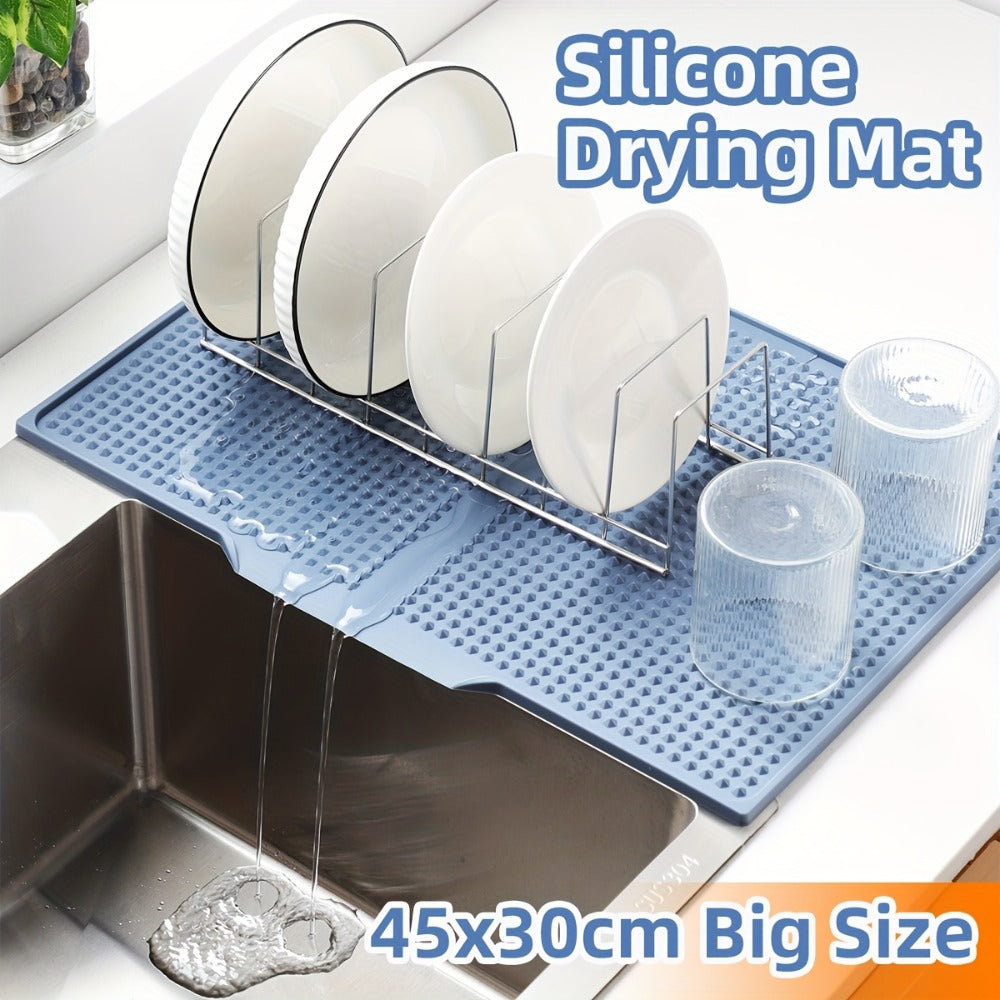 XL Kitchen Countertop Drying Mat 17.72x12.2 Inch Heat Resistant 446¡ãF Anti-Slip Splash-Proof Drain Pad, Dishwasher Safe Sink Stove Drying Pad Easy to Clean Space-Saving