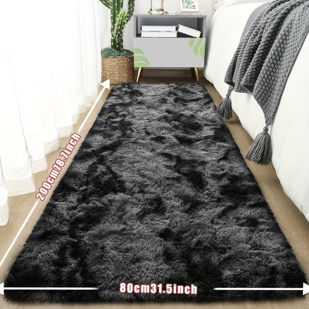 Tie-Dye Plush Fluffy Mat Absorbent Non-Slip ¨C Luxury Soft Bathroom Rug for Living Room & Bedroom, Modern Home Decor Floor Mat, 31.5x78.7 in ¨C Light Grey, Dark Gray, Light Pink, Black