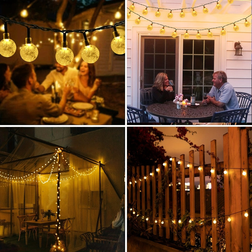Solar String Lights Outdoor LED ¨C 39/50/72/100/105FT Spherical Bulb & Warm/Cool White with Remote Control | IP65 Waterproof 12-Hour Solar Powered Fairy Lights for Patio, Garden & Festival Decoration