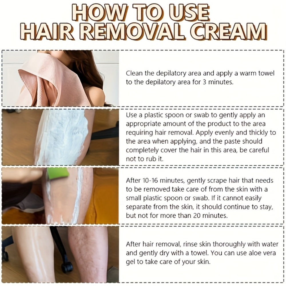 Semi Permanent Hair Removal Cream ¨C Coconut Formula 150g, Use Once for 3-Month Effectiveness, Instant Non-Irritating Smooth & Residue-Free Depilatory for Face, Lips, Armpits, Legs & Private Areas