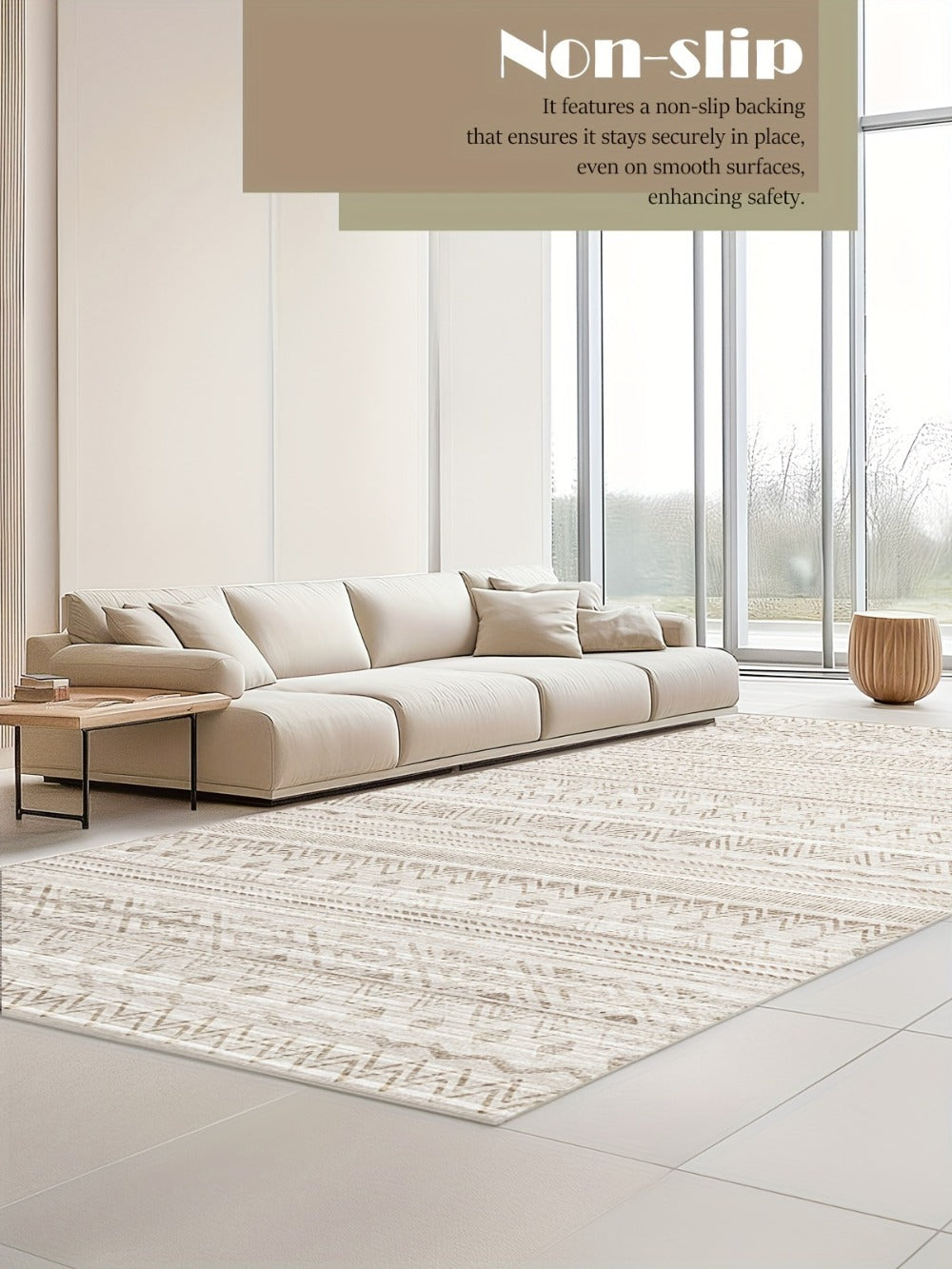 Moroccan Boho Area Rug Machine Washable Low Pile Soft Indoor Carpet for Living Room Bedroom Office Neutral Blue Brown Red Multi-Size
