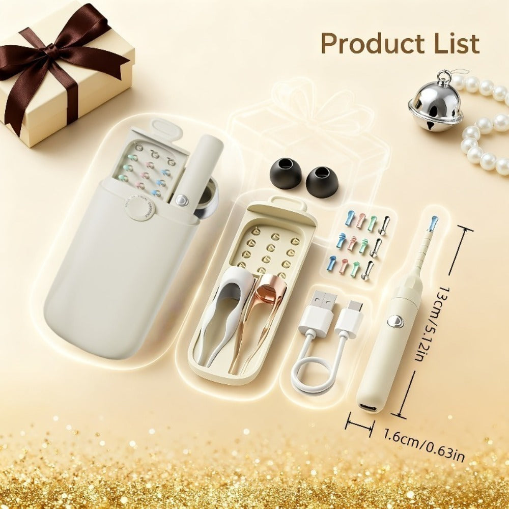 Ear Wax Removal Kit with Camera - 12-in-1 Ear Cleaning Tool Set, Rechargeable Ear Scope with LED Light, Ear Pick Cleaner, Nose Picker, Storage Box Included, Great Gift Idea