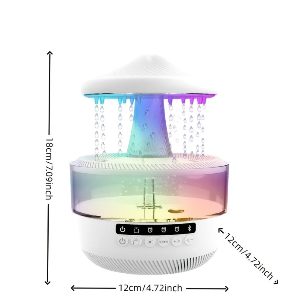 Cool Mist Humidifier with 7-Color Night Light Raindrop Music Design Dual Mist Output 26dB Ultra-Quiet 24H Operation Visible Water Level for Bedroom Living Room Office Gift