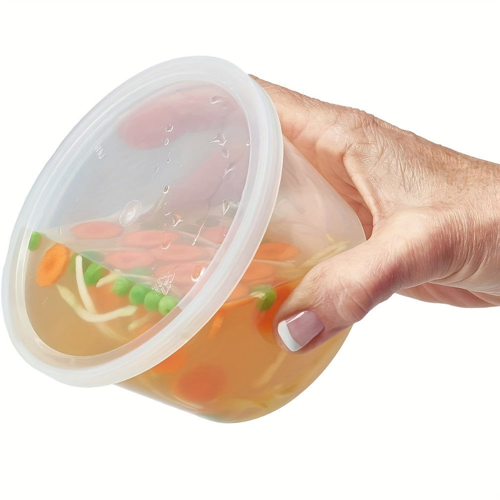 Deli Containers with Lids 24 Pack - 16oz Plastic Food Storage Containers, Stackable Meal Prep Containers, Microwave & Freezer Safe, Leakproof for Soup, Salad, Leftovers - Home & Restaurant Use