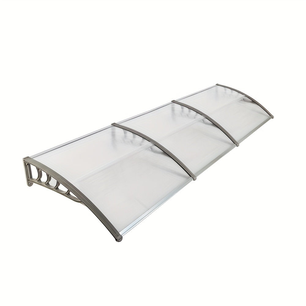 Door Window Awning Canopy 120x38 Inch Polycarbonate Rain Sun UV Snow Shield with Aluminum Bracket Easy Install Outdoor Porch Patio Entrance Shelter