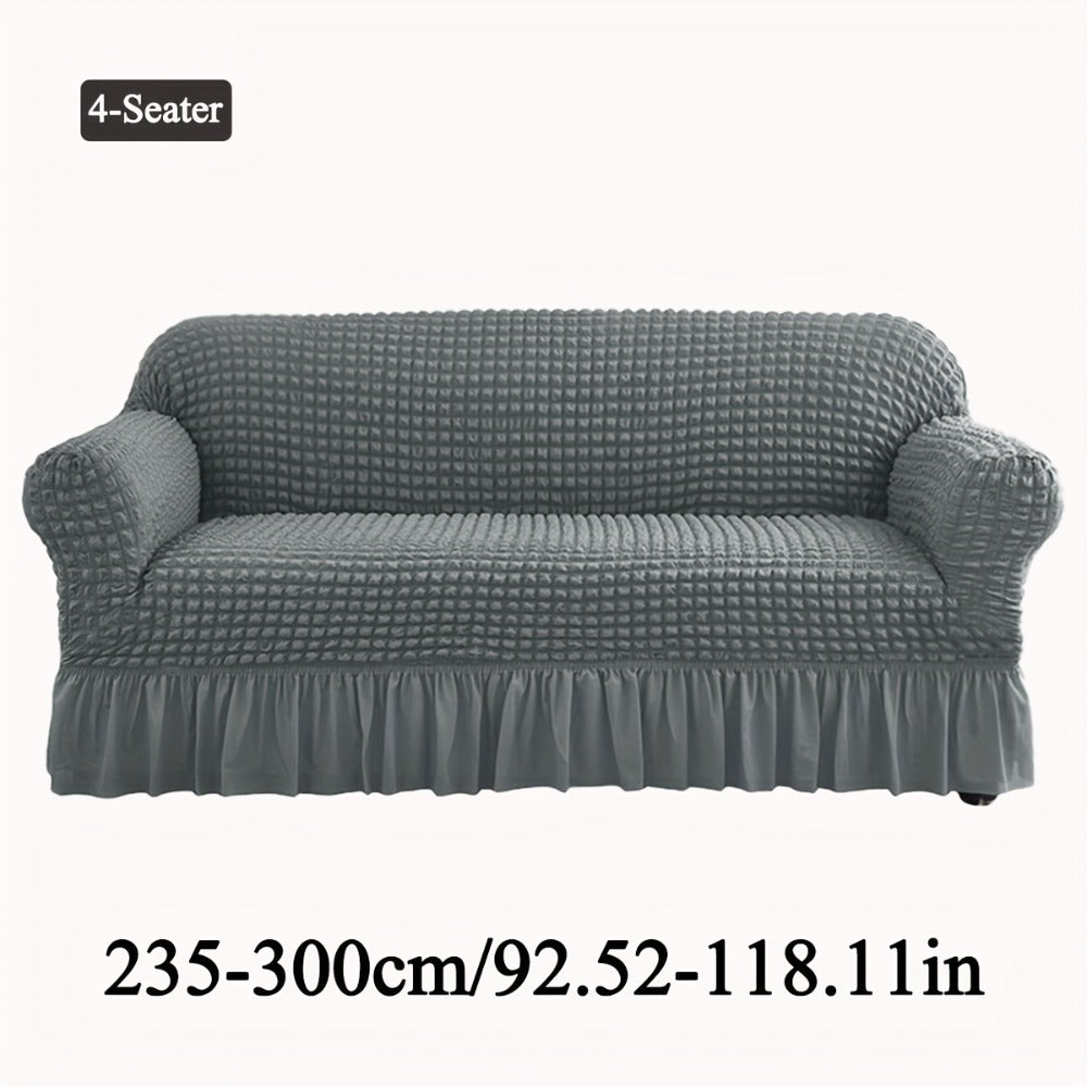 Seersucker Sofa Slipcover Elastic Band Closure Pet-Friendly All-Purpose Sofa Cover for Living Room Home Decor Protection ¡ª Single 2 4 Seater Multiple Colors