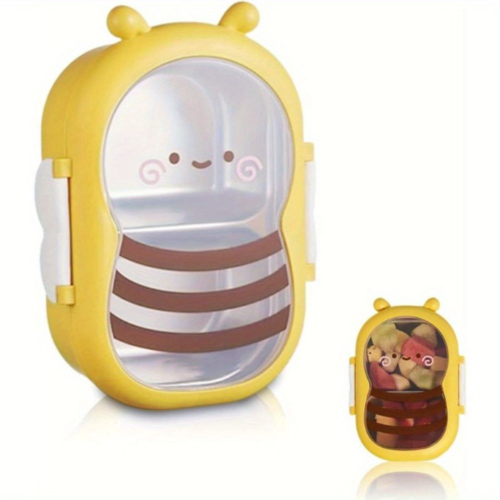 Cute Bee Lunch Box Stainless Steel ¨C 304 Food Grade 2-Compartment Bento Box with Bee-Themed Lid for Kids, School, Office & Picnic ¨C Lightweight Leakproof Lunchbox Gift