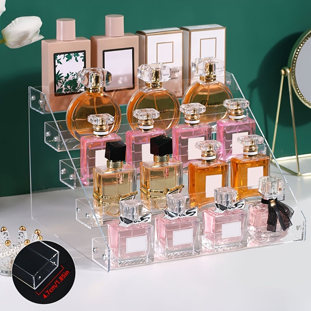 Clear Acrylic Makeup Organizer 5-Tier Cosmetic Storage with Multiple Compartments for Perfume Lipstick Skincare Nail Polish Jewelry Vanity Dorm Bedroom