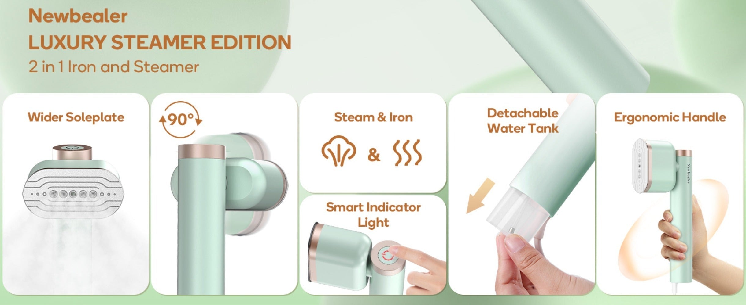 Handheld Garment Steamer 1200W 15-Second Heat Up Auto Shut-Off Powerful Steam Lightweight Portable Steam Iron for Suits Formalwear Travel Home Gift Purple White Green