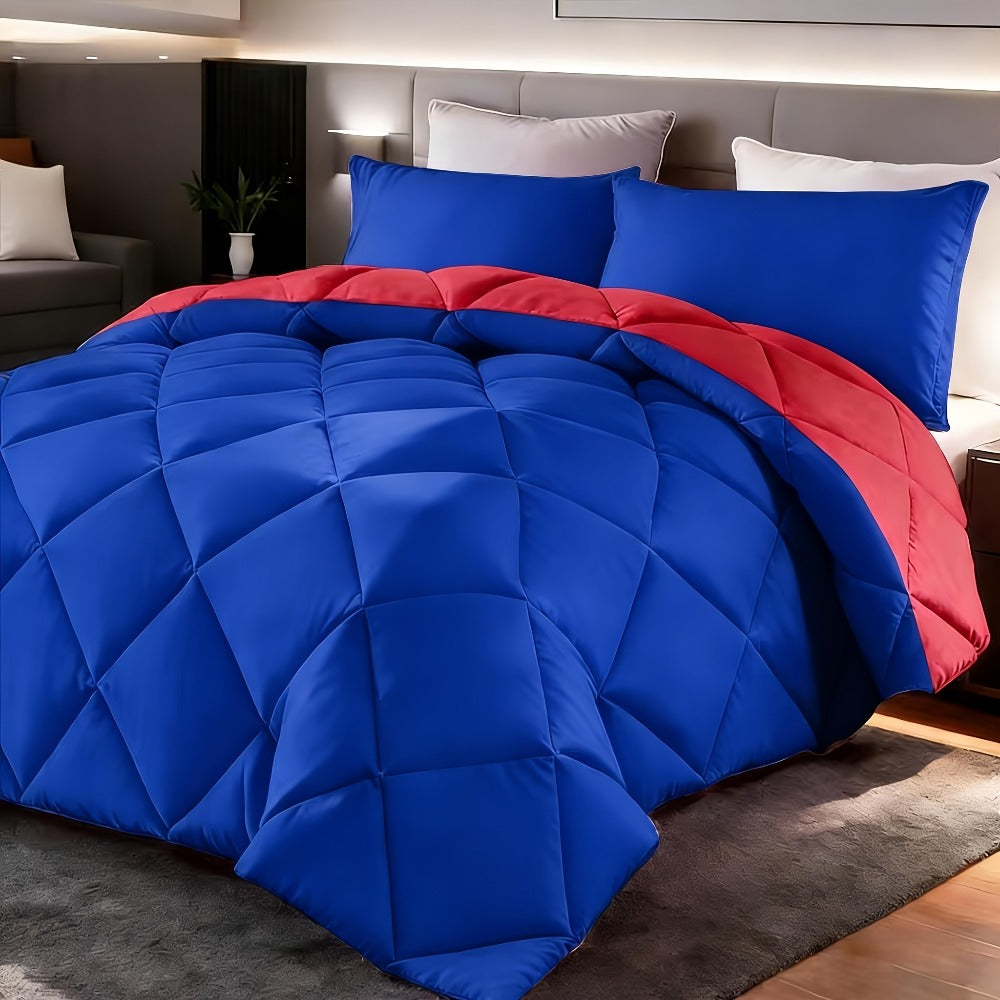 Comforter Set 2-3 Piece Rhombus Grid Luxury - Soft Lightweight Breathable Oversized Bedding Set with Pillowcases, All Season Twin Queen King, 24 Colors Available