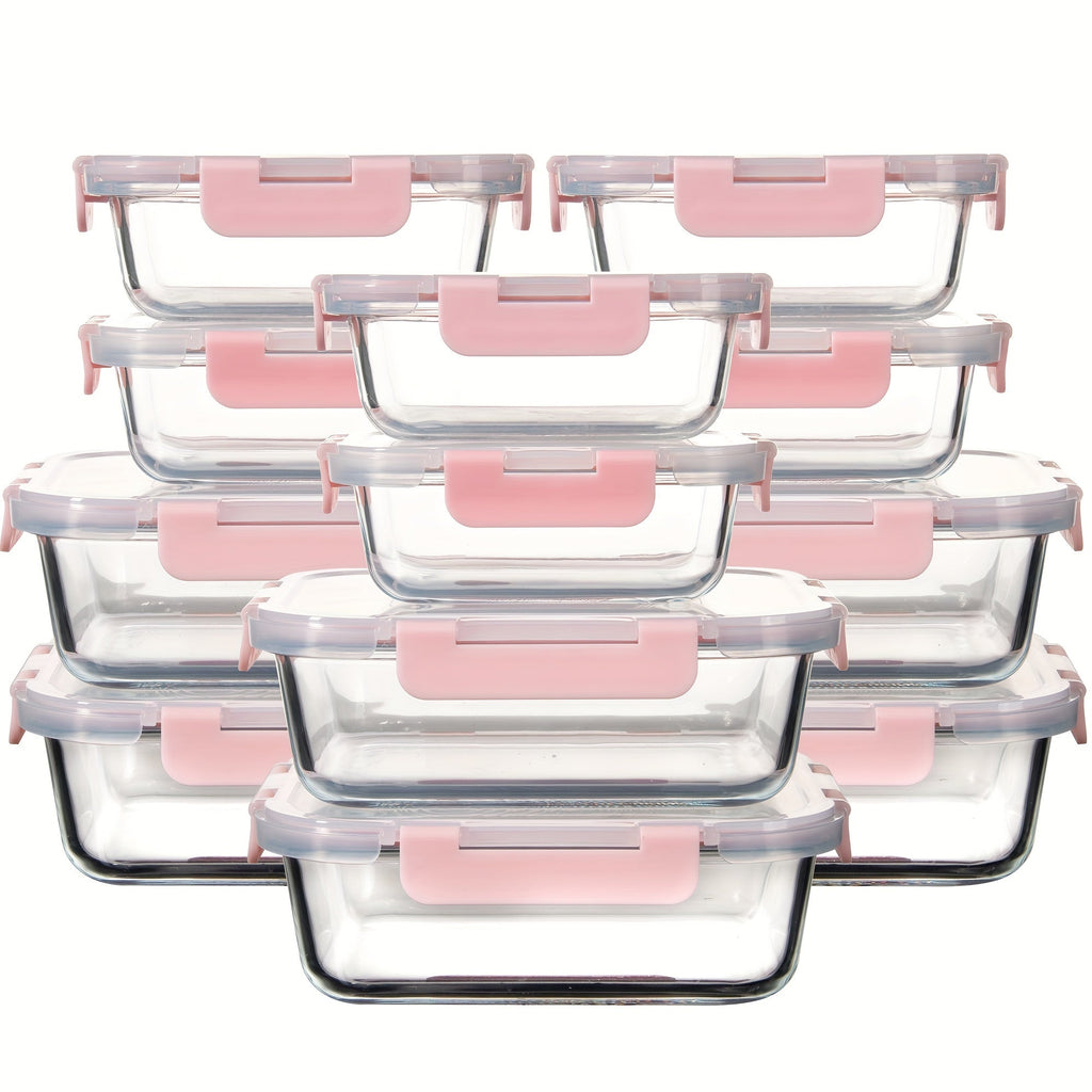 Glass Food Storage Containers with Airtight Lids - Borosilicate Glass Meal Prep Containers Set, Microwave Dishwasher Freezer Safe, BPA Free, Leak Proof Lunch Containers for Kitchen