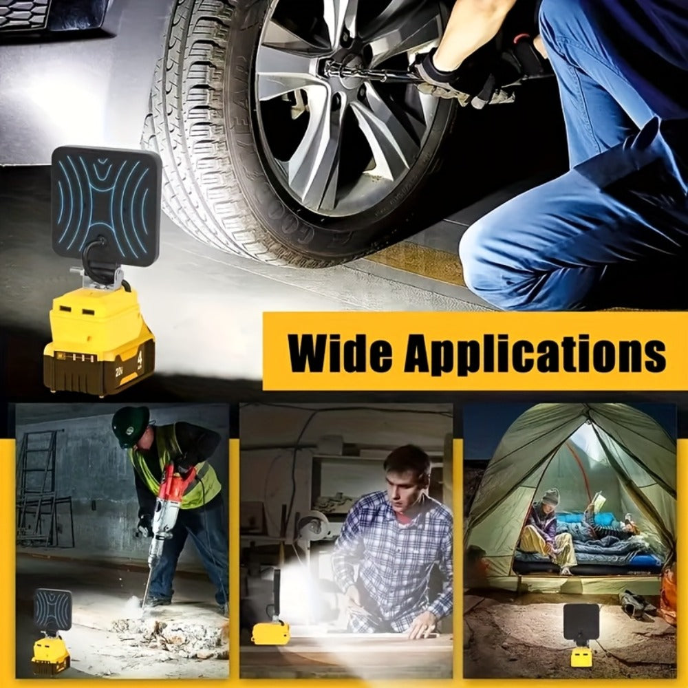 LED Work Light Compatible with DeWalt 20V Battery - 18W/84W Adjustable Floodlight, 4/8 Inch Portable Jobsite Light with USB & Type-C Ports, Angle Adjustable for Camping Automotive Repair Worksite