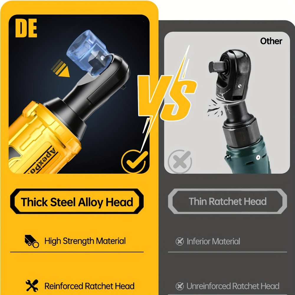 Cordless Electric Ratchet Wrench 3/8'' & 1/2'' Drive, Compatible with Dewalt 20V Max Battery, 88 Ft-lb High Torque, 0-400 RPM Variable Speed, 8 Sockets, Built-in LED Light (Battery Not Included)