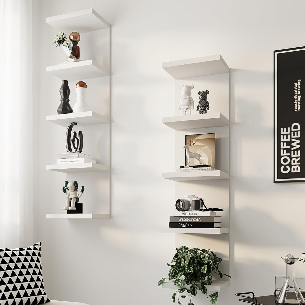 5-Tier Floating Wall Shelf Wall-Mounted Storage Rack 31.5¡± - Space Saving Display Shelves for Bedroom Living Room Oak Finish Easy Install Thickened Suspended Wall Organizer