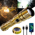 Tactical LED Flashlight 5000mAh Rechargeable Zoomable with Ignition Lens ¨C 4 Modes High Brightness Golden Dragon Pattern Spotlight for Camping Outdoor Hiking Emergency Household Use