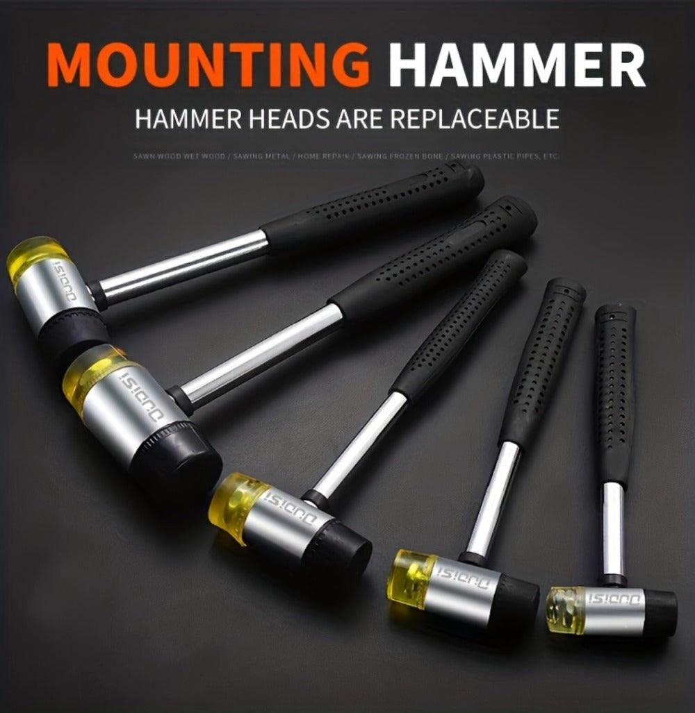 Double-Head Rubber Mallet ¨C Plastic Installation Hammer with Rubber Handle, Rebound-Proof Soft Mallet for Floor Installation, Tile, Jewelry, Leather Crafts & Woodworking (25/30/35/40mm)