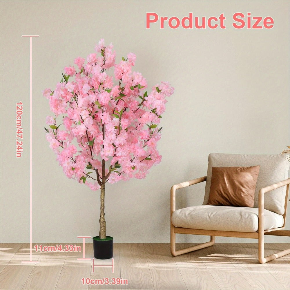 Artificial Cherry Blossom Tree 6ft Tall Faux Pink Silk Flower Tree with Moss Pot for Home Office Living Room Indoor Decor