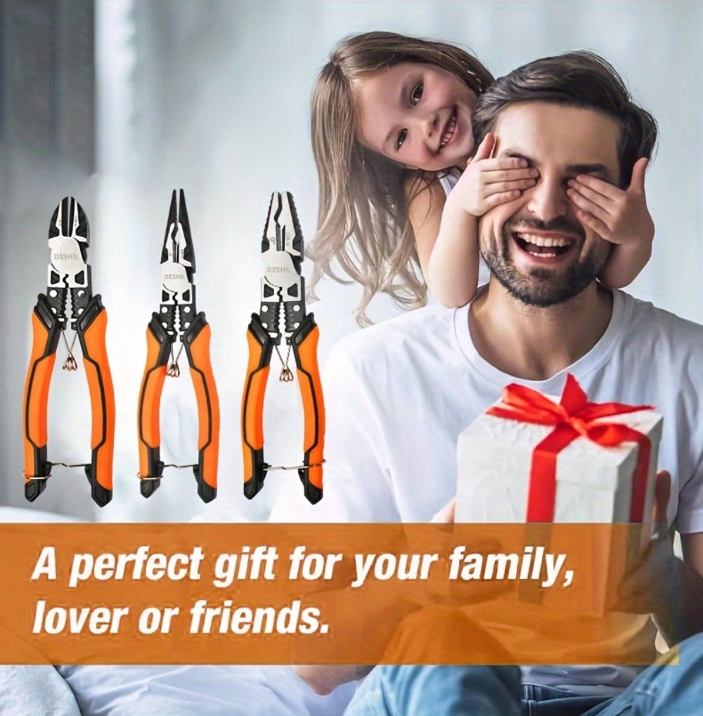 Pliers Set 9-in-1 Multi-Function Industrial Grade, 8.5¡± Lineman Pliers, 8.5¡± Long Nose Pliers, 8¡± Diagonal Side Cutters, CRV Steel TPR Handle Wire Stripper Crimper Cutter for Electrical & Auto Repair