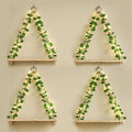 Floating Wall Shelves with Artificial Ivy LED Strip Lights Macrame Boho Wood Hanging Shelf Plant Wall Decor Bedroom Living Room Bathroom 15.7 Inch