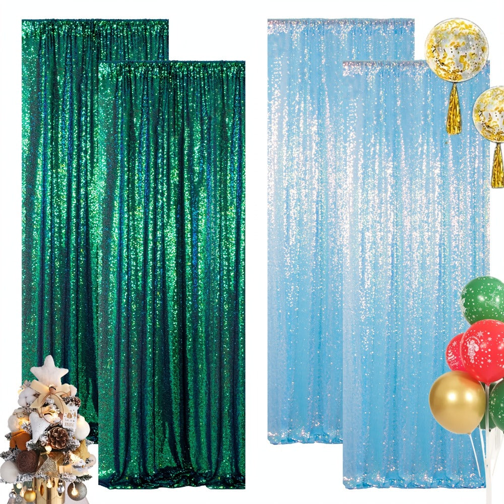 Sequin Backdrop Curtain for Party Wedding - 4x8ft Shimmering Glitter Curtain for Birthday Photo Booth Stage Decoration, Easy Hang, Multi-Color