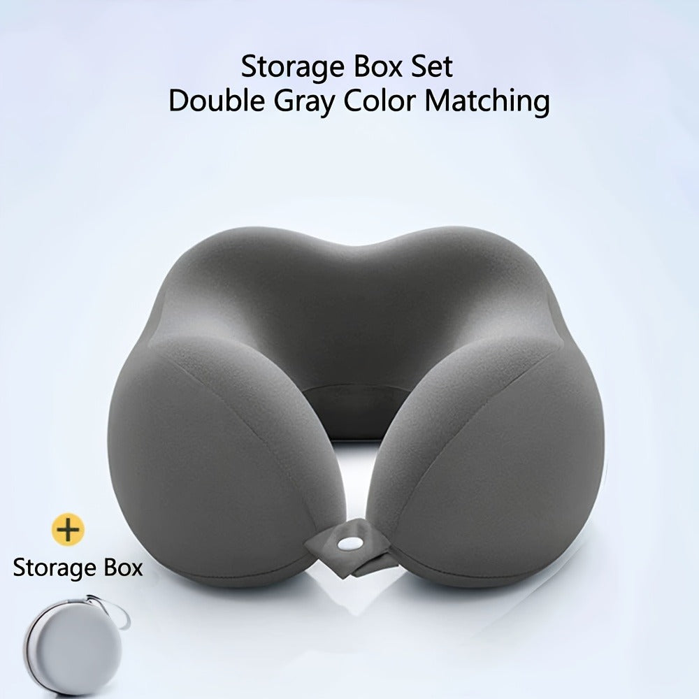 Memory Foam Travel Neck Pillow with Storage Bag ¨C Ergonomic Slow Rebound Support, Machine Washable Cover, for Travel, Office & Napping