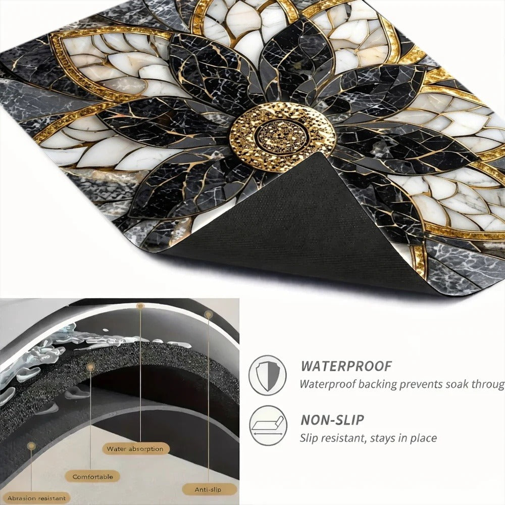 Stove Protector Mat Marble Lotus Pattern | Heat-Resistant Non-Stick Cooktop Cover Pad | Gas Stove, Induction Cooker, Glass Cooktop, Oven & Washer Dryer Top