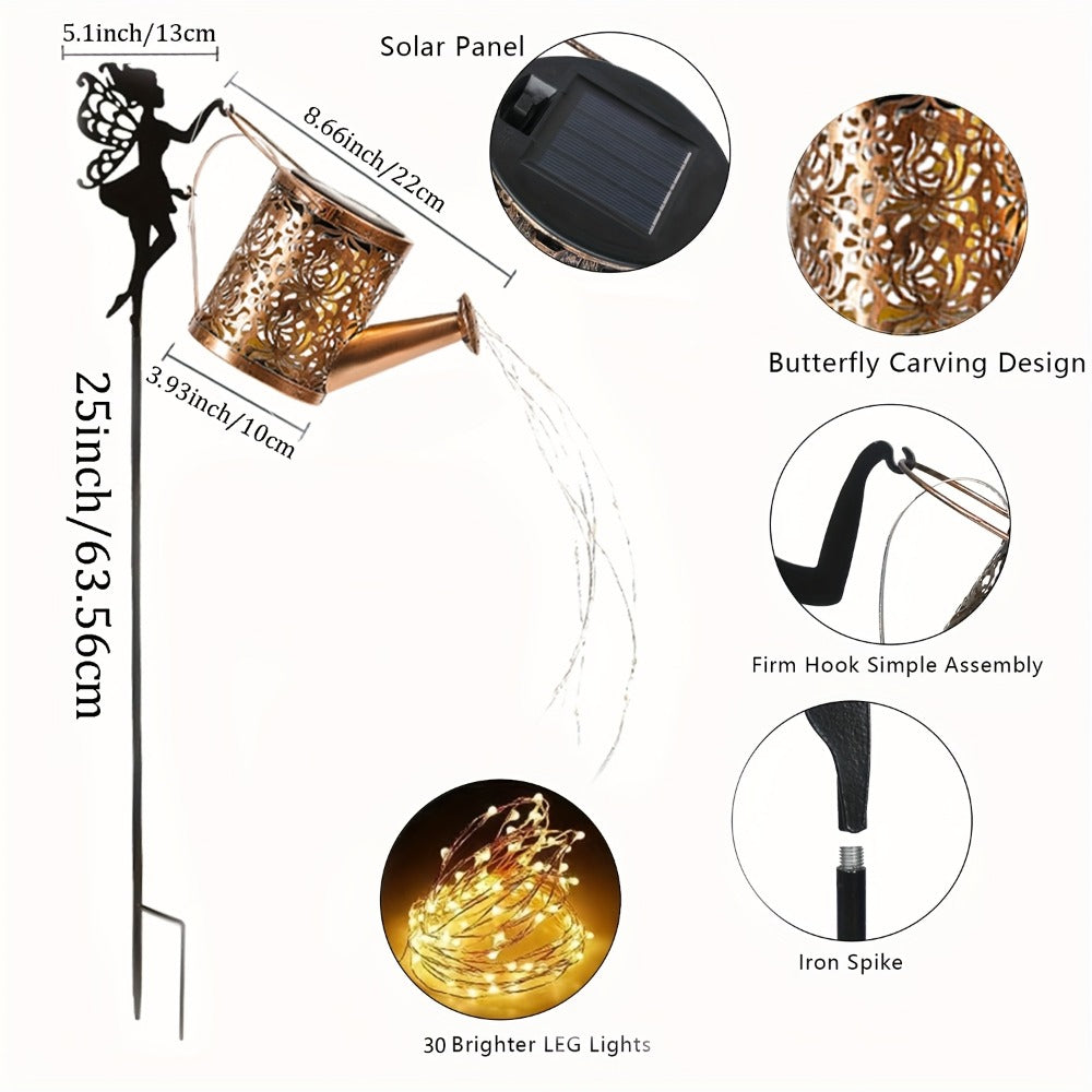 Solar Watering Can Fairy Light 36 LED Waterfall String Lights IP65 Waterproof Outdoor Garden Stake Lamp Patio Yard Decor Halloween Christmas