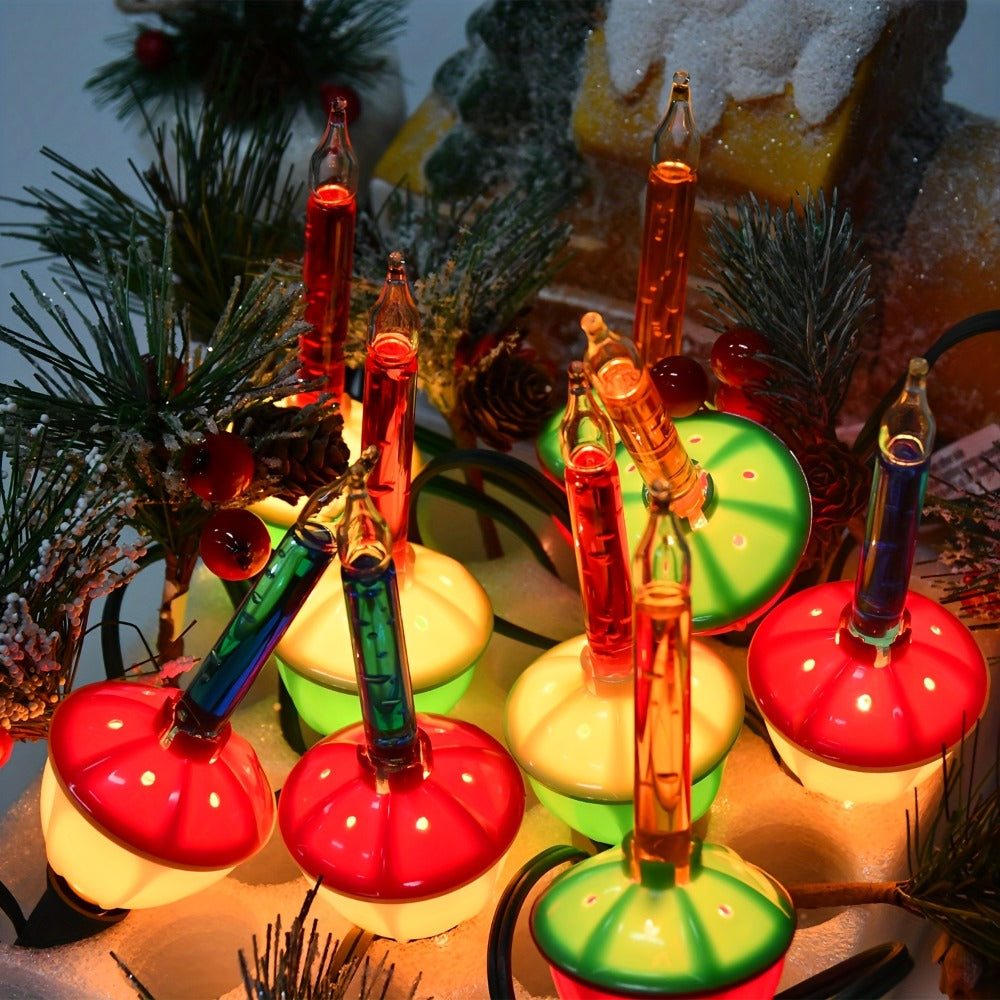 Christmas Bubble Lights 9 Pack Retro Multi Color | 8.8 Inch 5W E12 Base with 10 Bubble Bulbs 1 Spare | Vintage Holiday Christmas Tree Decoration Lights Green