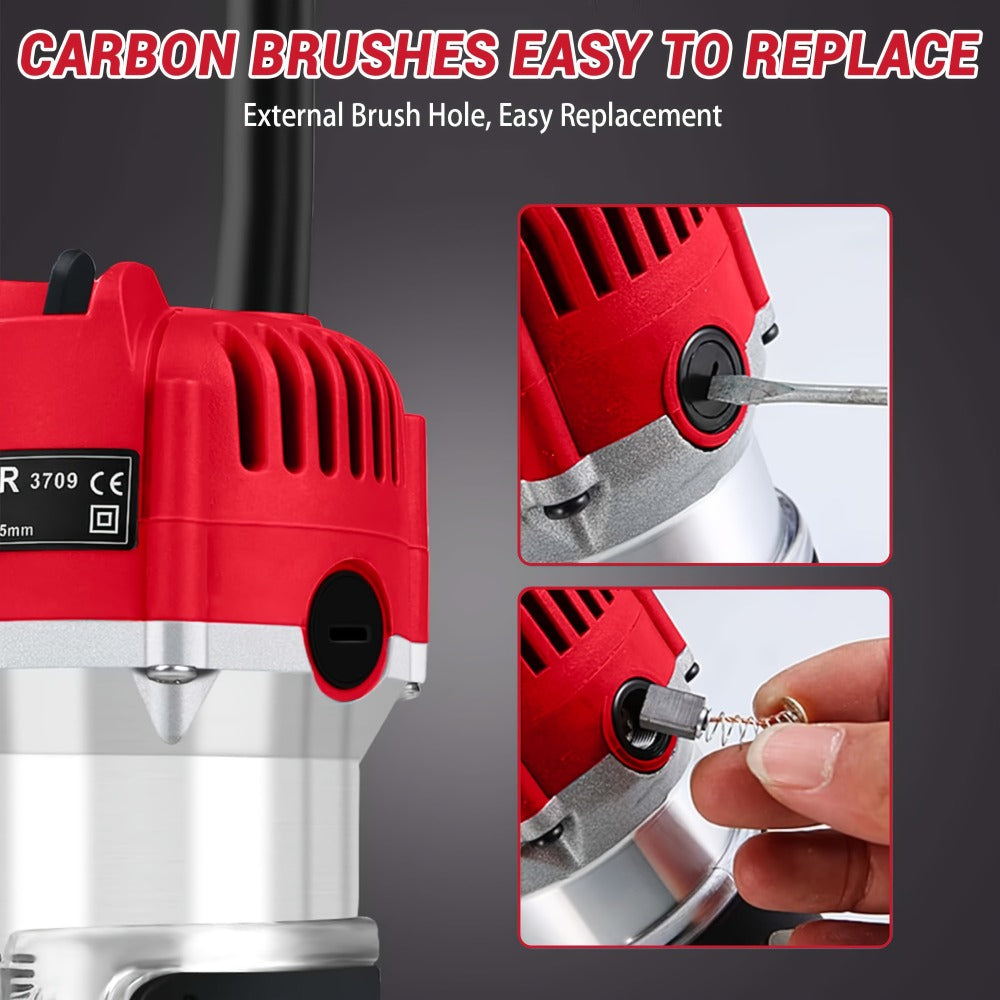 Wood Router 800W Compact Electric Router Tool - 30000 RPM with 15pcs 1/4¡± Router Bits for Woodworking, Trimming, Carving & Engraving