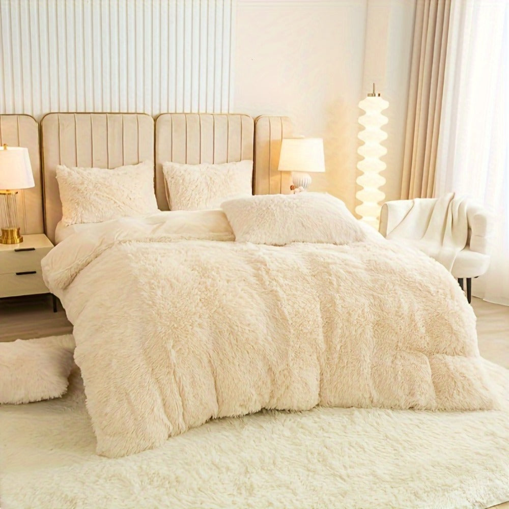 Plush Duvet Cover 100% Polyester Soft Warm Zipper Closure Cozy Bedroom Bedding Twin Full Queen King Solid Tie Dye 14 Colors for Bedroom Guest Room Dorm