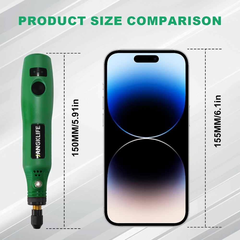 Mini Cordless Rotary Tool Kit - USB Rechargeable Li-Ion Battery, 3-Speed 5000-15000RPM, Multi-Purpose Power Tool with Accessories for Grinding, Sanding, Carving, Polishing & DIY Creations (Black/Green/Red)