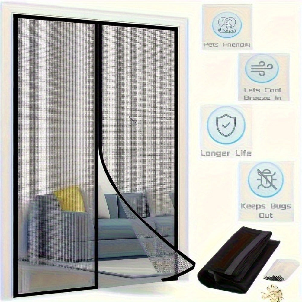 Magnetic Screen Door with Heavy Duty Metal Frame ¨C Self-Closing Mesh Door Curtain, Insect-Proof Bug Screen with Frame Shackle, Easy Install for Indoor & Outdoor Doorways, Pet & Kid Friendly