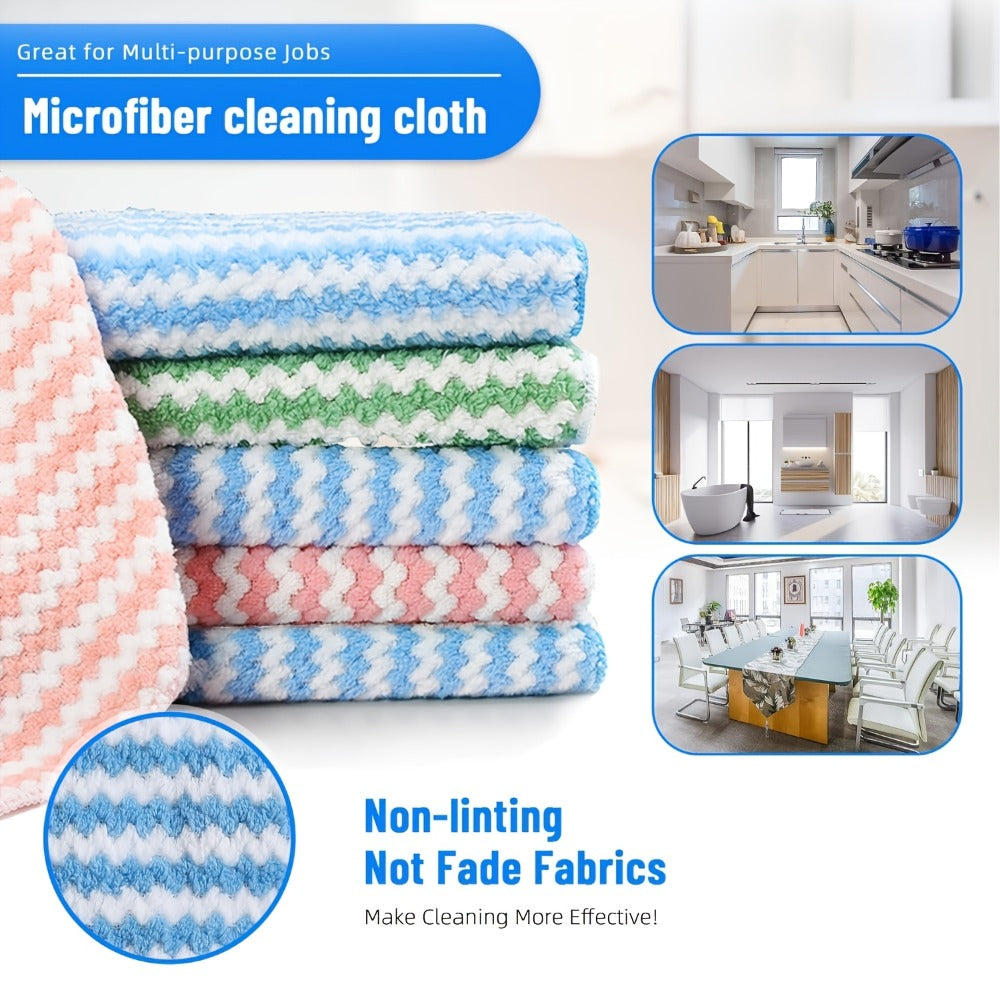 Microfiber Cleaning Cloths 18 Pack Ultra-Fine Fiber Reusable Dishwashing Cloths Knit Texture Multi-Color Assorted for Home Kitchen Dish Washing Counter Wiping Modern Style Cleaning Set