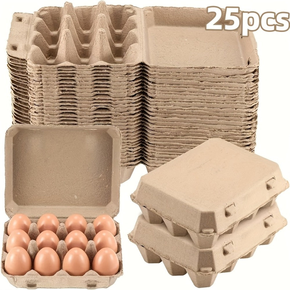 Egg Cartons 12 Egg Holder Reusable Pulp Egg Storage Container Box for Kitchen Chicken Coop Farmhouse Fridge Organizer Egg Tray 3x4 Grid Natural Cardboard Egg Crate for Fresh Eggs 10 25 Pack