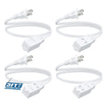 Extension Cord 4 Pack 3FT 3-in-1 Outlet 2 Prong Plugs 16AWG SPT-2 Cable Twist-Lock Safety Cover 13A 125V for Home Office Workshop Indoor Use White