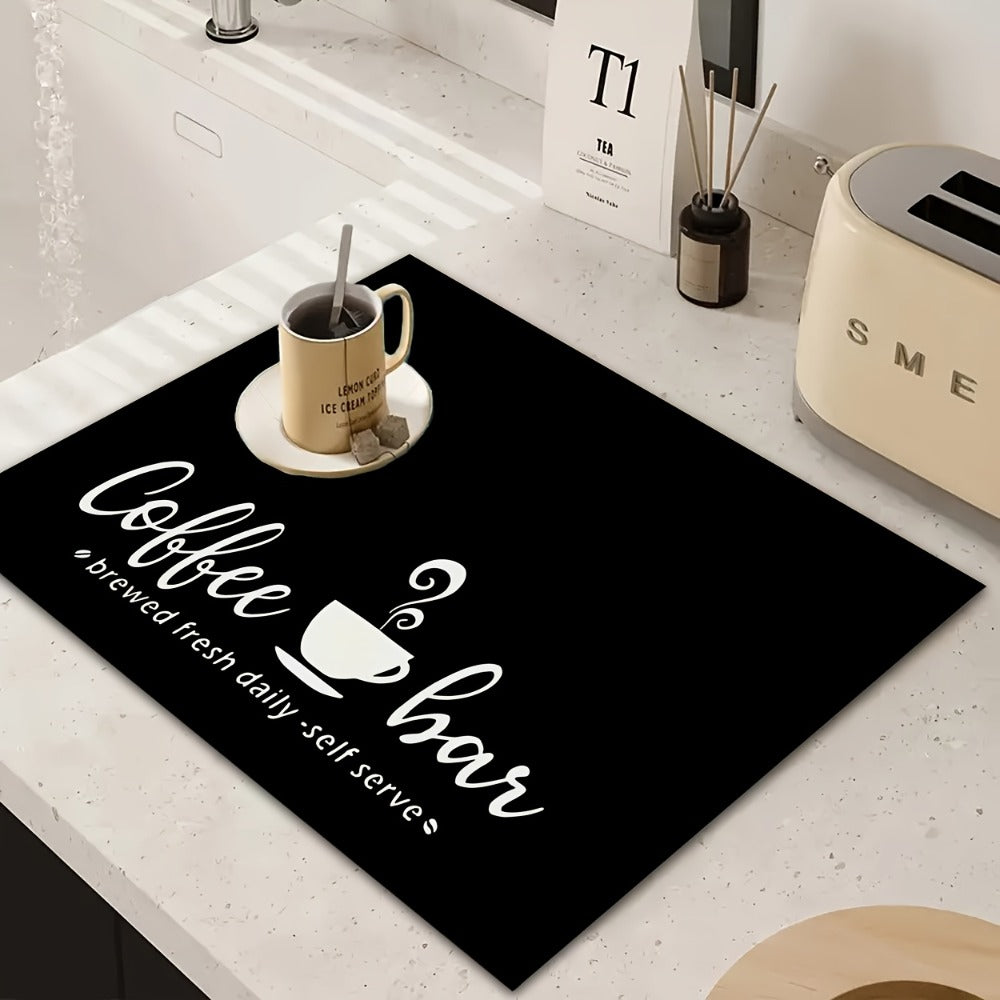 Coffee Machine Mat Absorbent Dish Drying Mat Bohemian Coffee Bar Mat for Kitchen Countertop Coffee Station Accessories Placemat Decor