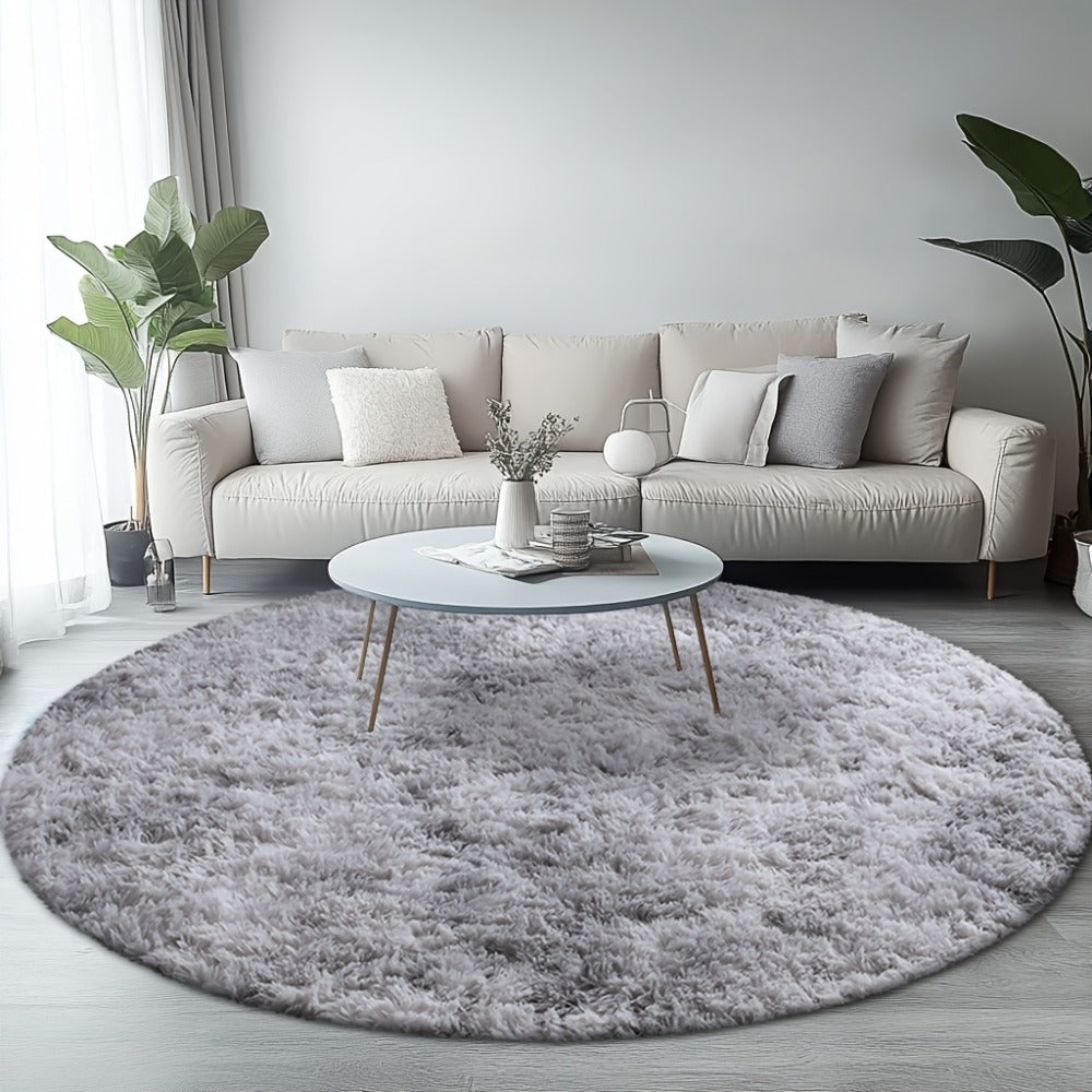 Round Shaggy Plush Rug ¨C Soft Fluffy Circular Carpet for Bedroom & Living Room, Easy Clean