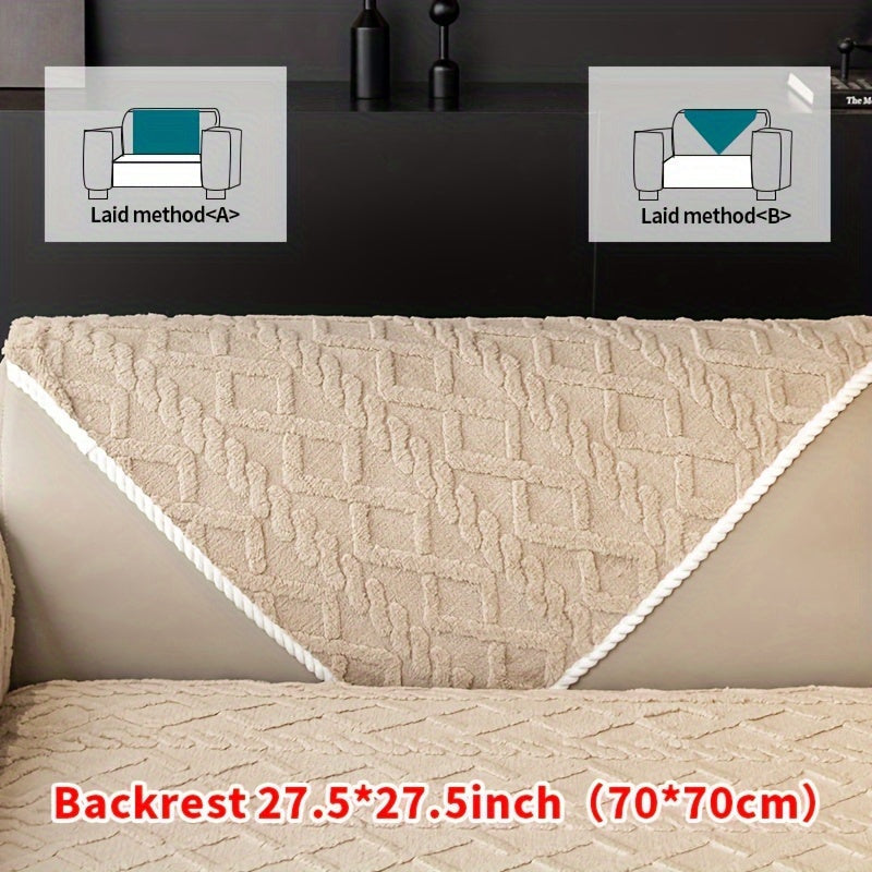 Plush Sofa Cover Couch Cover | Anti-Slip Pet Dog Friendly Velvet Sofa Mat, Single Two Three Four Seat, Backrest Armrest Pillow Cover, Living Room Bedroom Decor