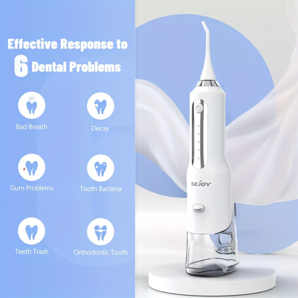 Cordless Water Flosser Dental Oral Irrigator - 5 Cleaning Modes, 5 Jet Tips, Rechargeable Wireless Teeth Cleaner for Deep Gum Care, Plaque Removal & Braces, Home & Travel Dental Gift