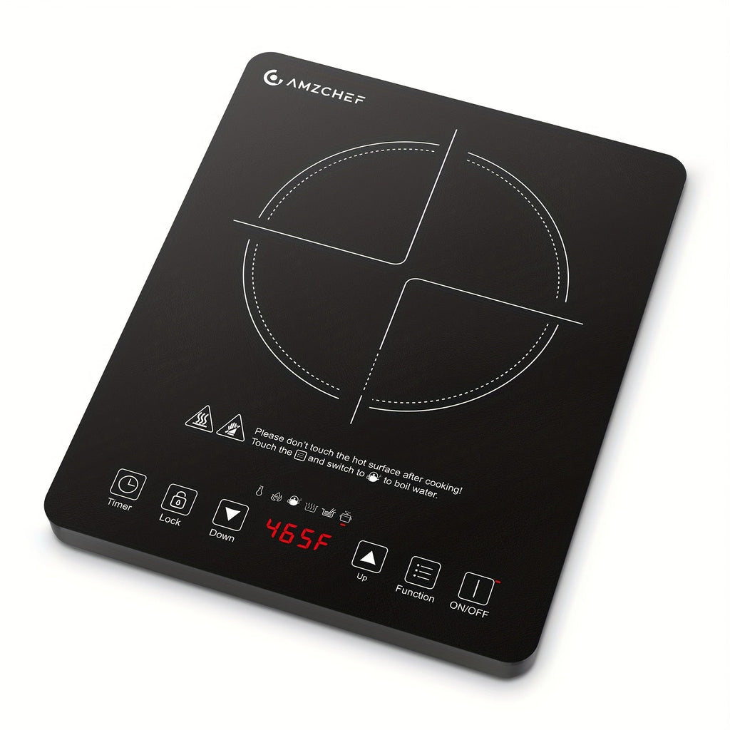 Induction Cooktop 1800W Single Burner Countertop Induction Cooker with Touch Control Timer & Overheat Protection - Portable Electric Stove Glass Surface Multi-Level Heat Settings for Home Kitchen & Dorm