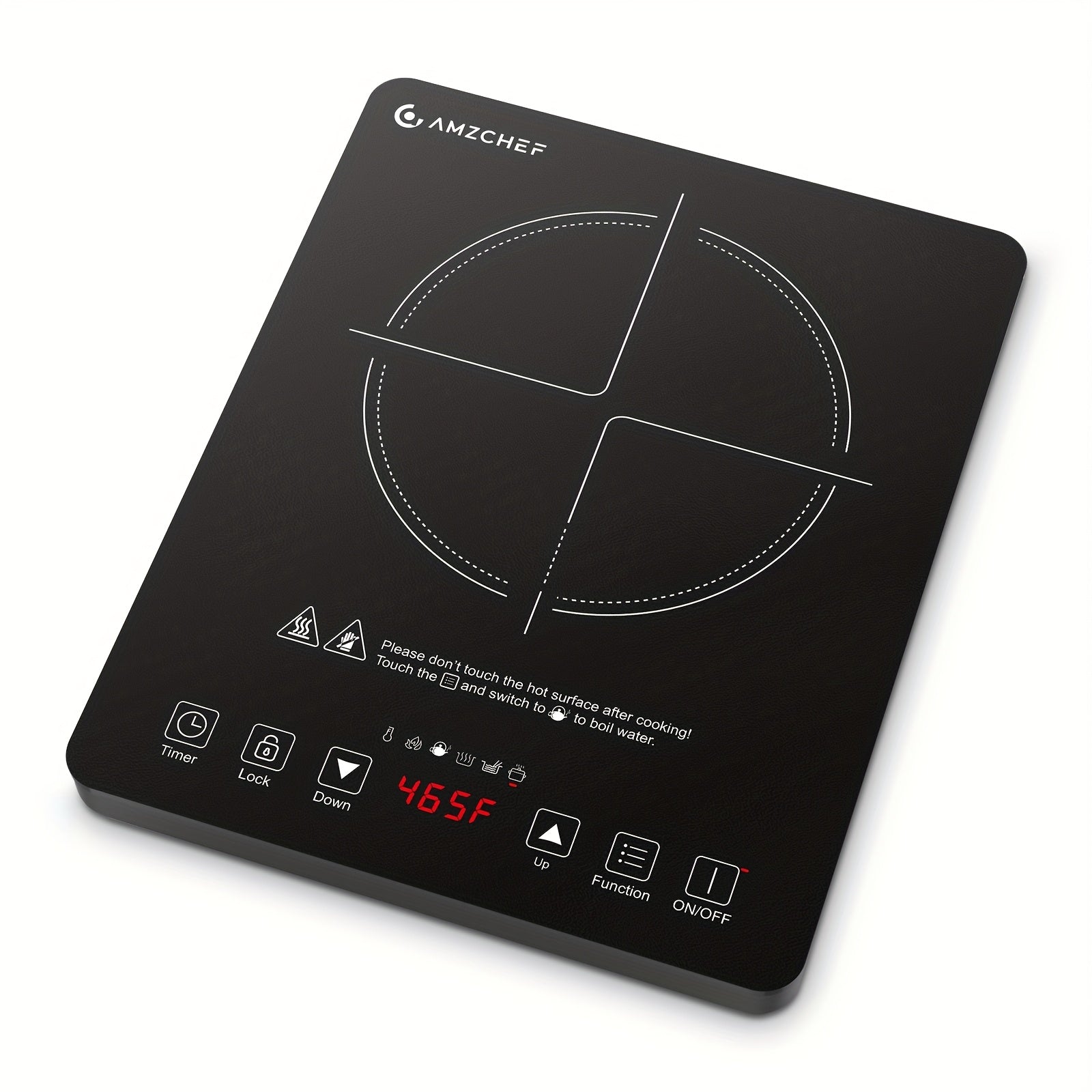 Induction Cooktop 1800W Single Burner Countertop Induction Cooker with Touch Control Timer & Overheat Protection - Portable Electric Stove Glass Surface Multi-Level Heat Settings for Home Kitchen & Dorm