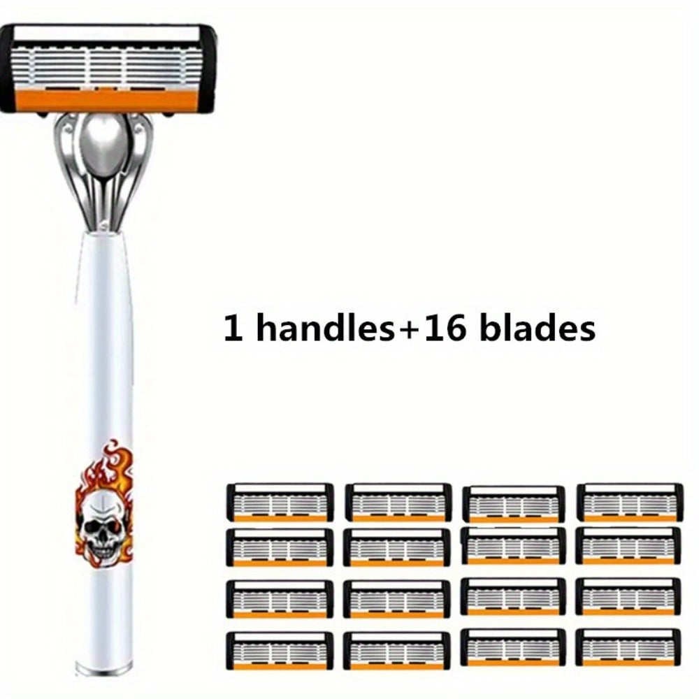 Men's Safety Razor with Replacement Blades - Anti-Slip Stainless Steel Handle Shaver for Beard & Sideburns, Classic Style Wet Shaving Razor, Multiple Blade Bundle Options