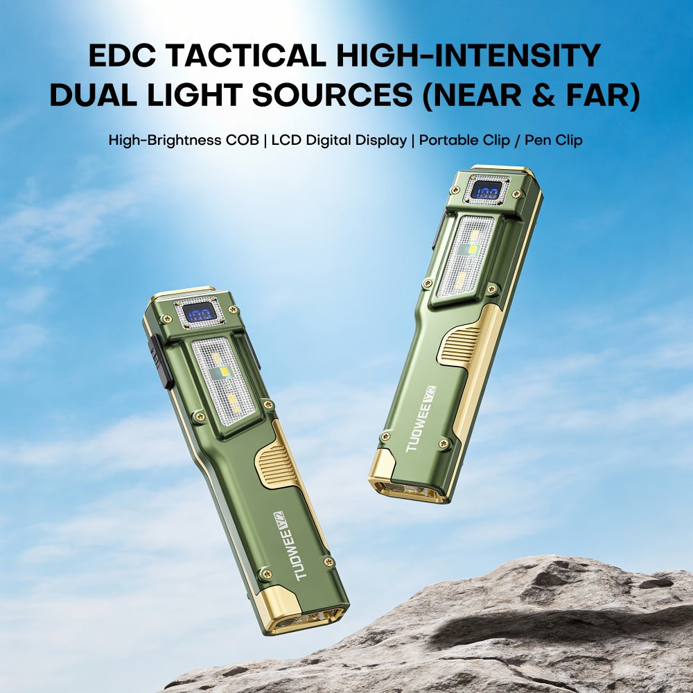 EDC Flat Tactical Torch - 3-in-1 White LED, Red Alert & UV Light Combo, Rechargeable Portable Flashlight with Side Illumination & Battery Indicator, Compact EDC Light for Outdoor, Emergency & Work Use