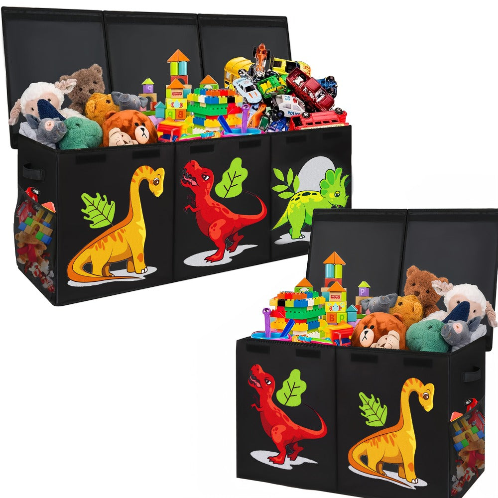 Kids Collapsible Storage Box with Lid Large Toy Chest Bin Organizer Durable Cardboard Flip Top Unicorn Dinosaur for Playroom Bedroom Nursery Boys Girls