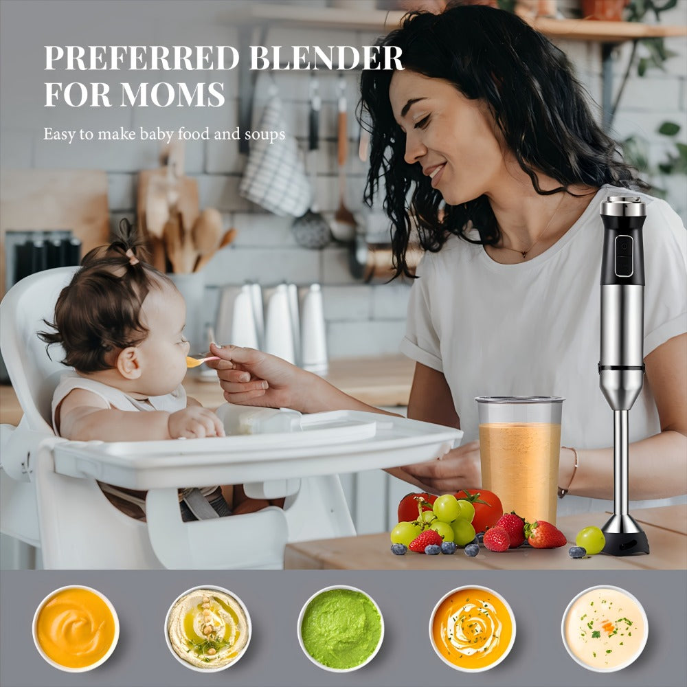 Immersion Blender Handheld 6-in-1 & 7-in-1 1000W 20-Speed Turbo ¨C Titanium Blades BPA-Free with Dough Hooks Egg Beater Whisk Beaker & Chopper | Scratch-Resistant Hand Blender Kitchen Appliance