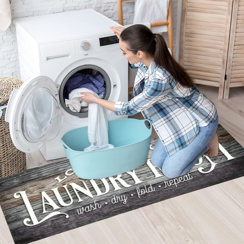 Farmhouse Laundry Room Runner Rug - Non-Slip Washable Retro Kitchen & Bathroom Mat | Anti-Slip Floor Runner for Laundry Room, Kitchen, Bathroom & Entryway | Boho Home Decor Accent Rug Multiple Sizes