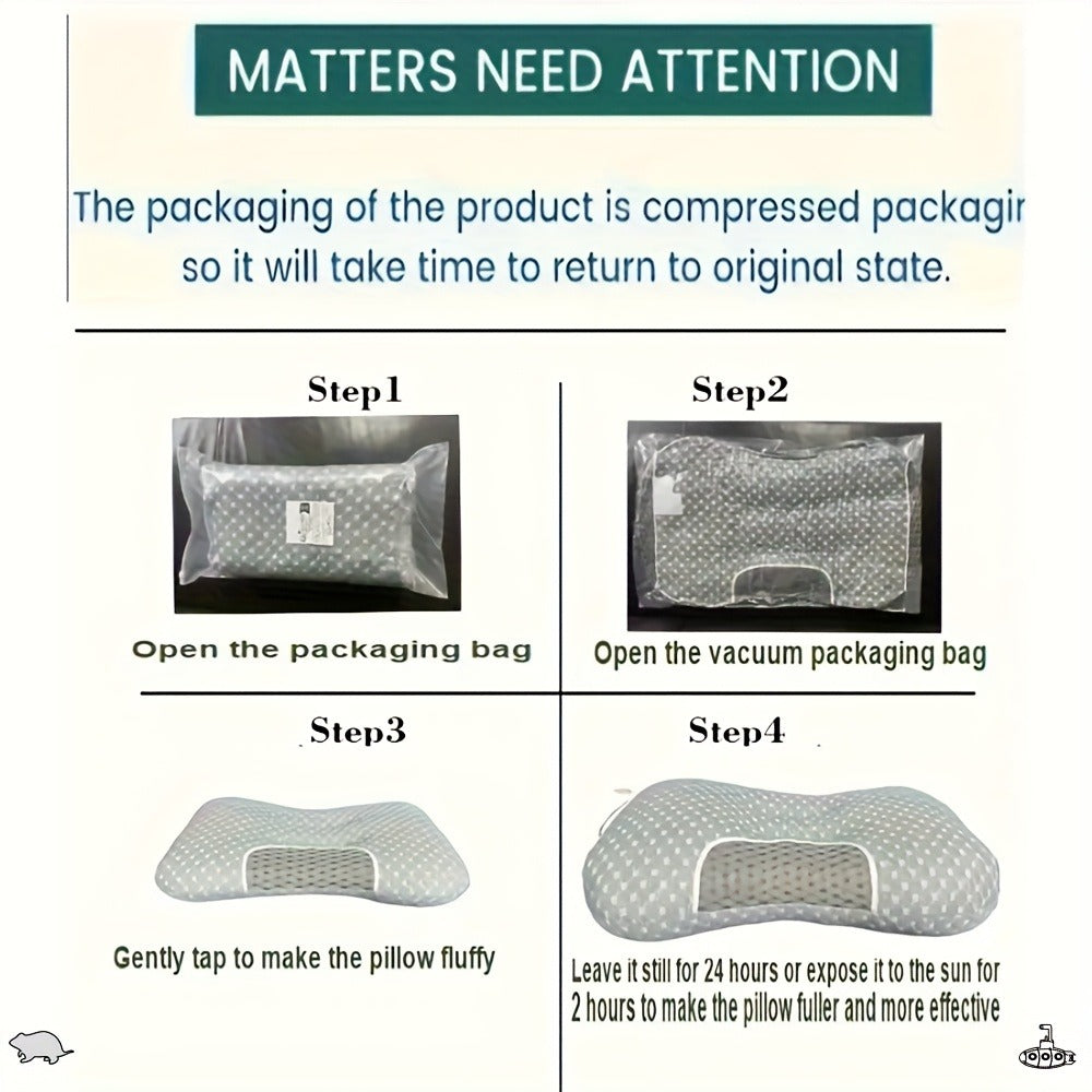 Cervical Contour Neck Massage Pillow ¨C Ergonomic Bone-Shape Support with Detachable Moisture-Absorbing Cover | Soft High-Quality Pillow Core for Deep Sleep & Neck Pain Relief