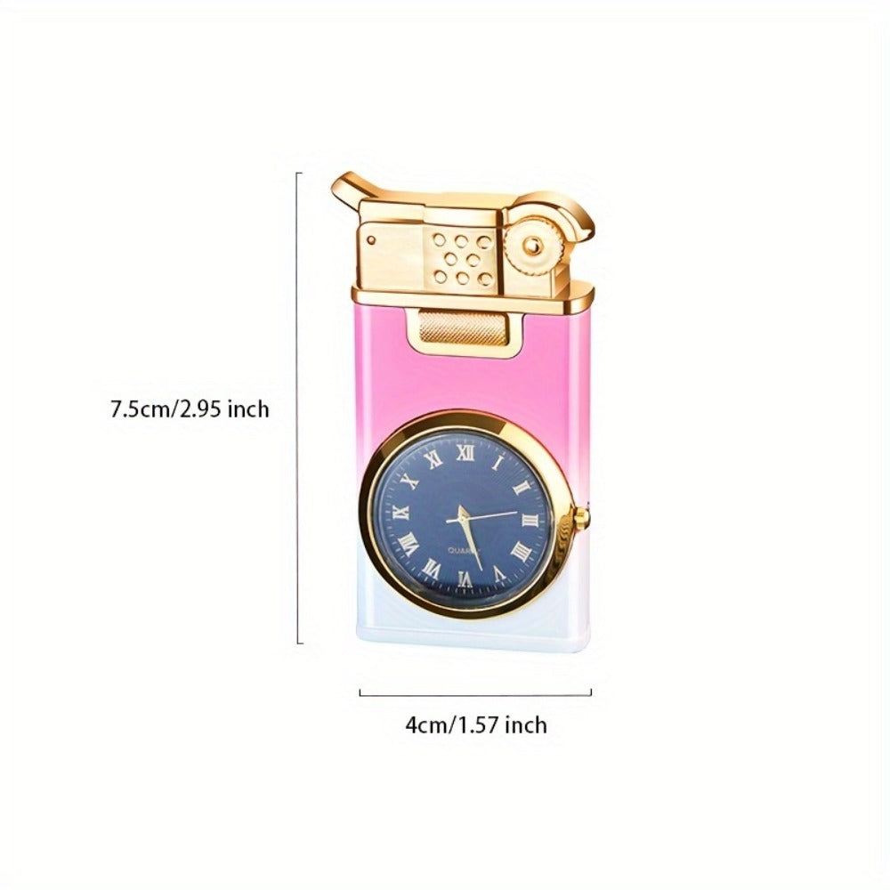 Metal Quartz Dial Double Flame Torch Lighter Windproof Refillable - Adjustable Flame, Open Fire | High-End Gift for Men & Women | 2 Colors | Butane Not Included