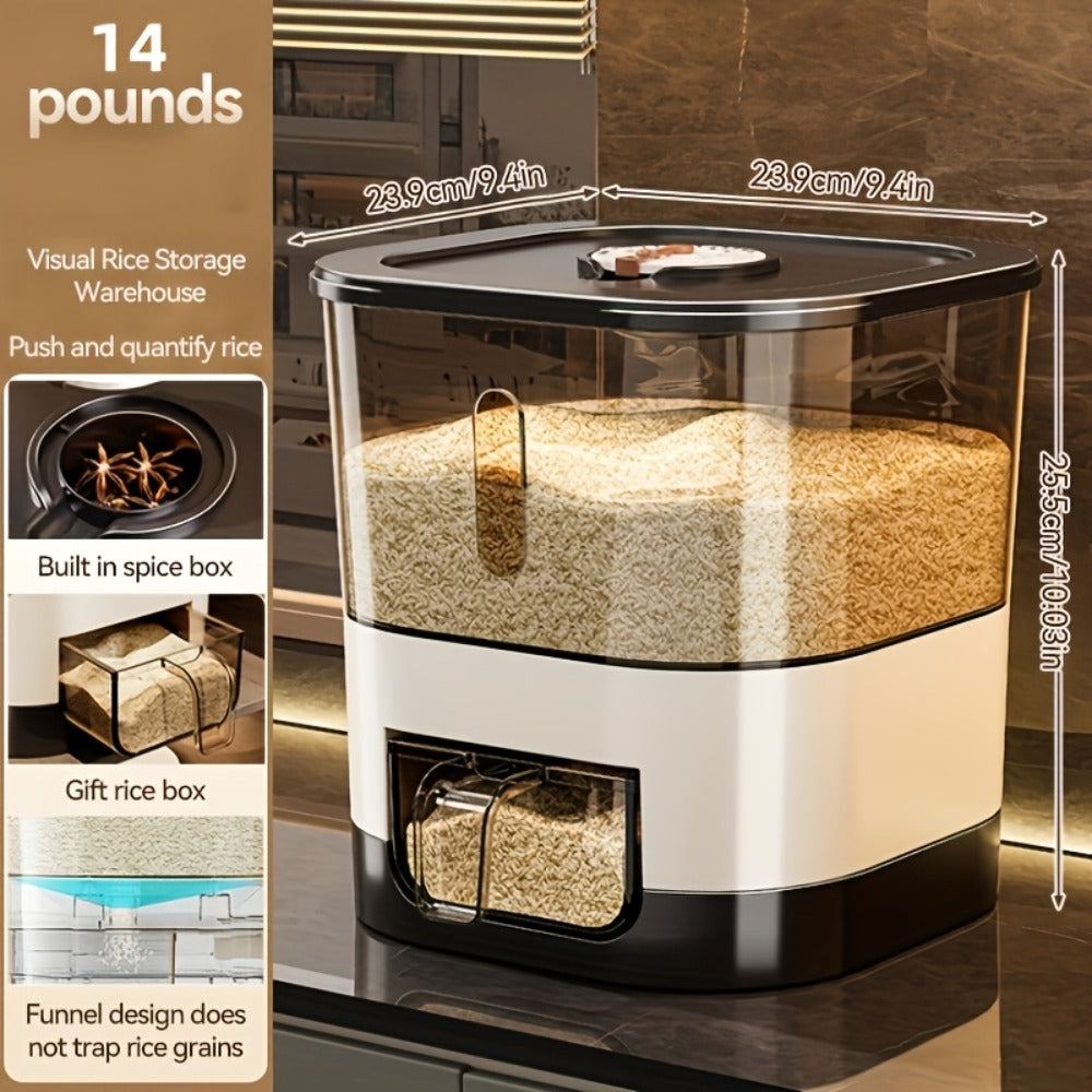 Airtight Rice Container with Measuring Cup | Large Capacity Moisture-Proof Rice Dispenser for Rice, Grains, Flour, Pet Food ¨C BPA-Free Kitchen Food Storage